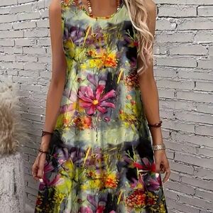 Vibrant Floral Midi Dress
